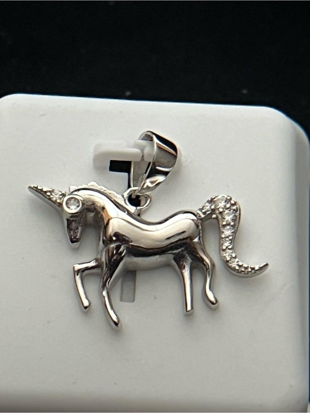 925 Sterling Silver Moissanite Unicorn Pendant | 1.00 CTW Fantasy Charm